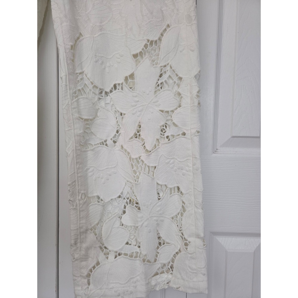 Liverpool The Stride Jeans Wide Leg Floral Pants Womens 8/29 Ivory NWT $139 - Picture 3 of 11